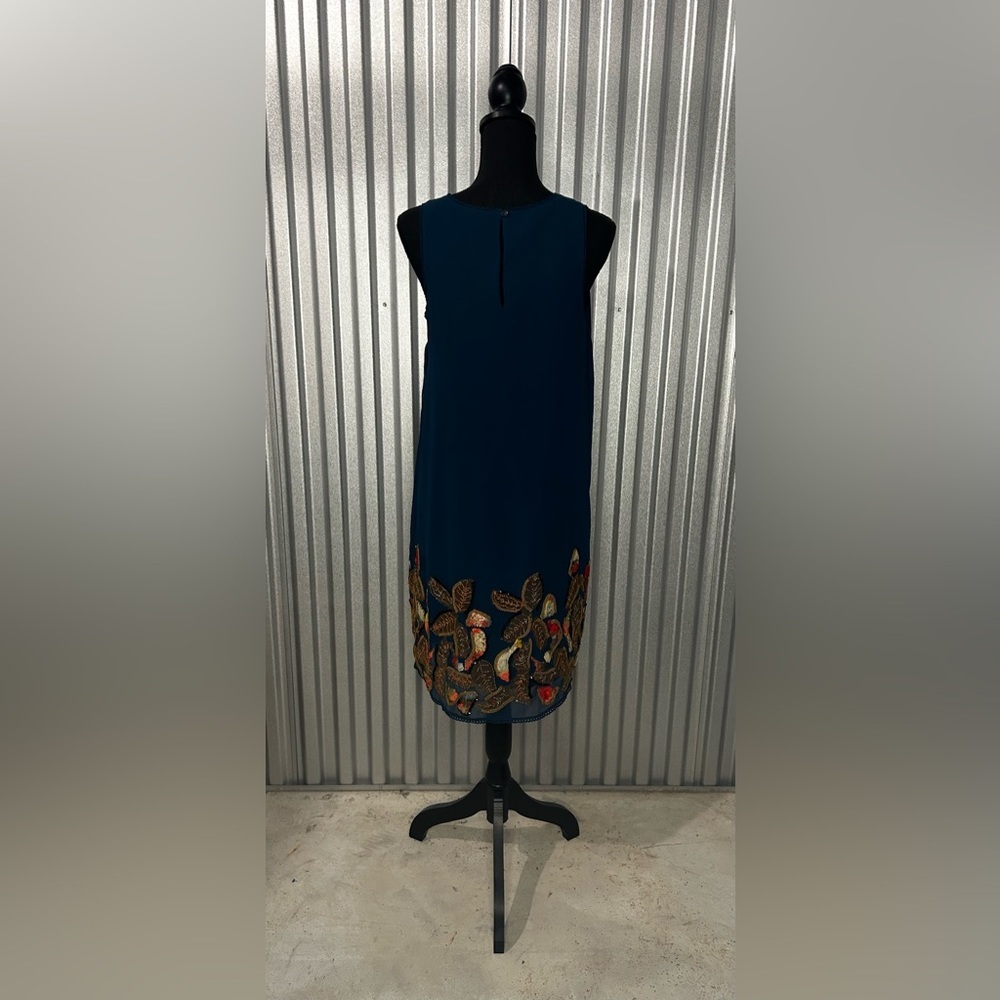 Womens Anthropologie Bhanuni by Jyoti Blue Floral Rayon Tunic Dress Size Small - Picture 3 of 5
